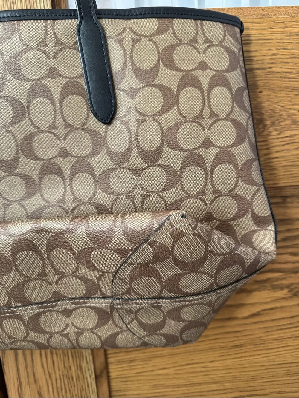 Coach Brown Signature Canvas Tote with Black Straps and Halloween Motifs